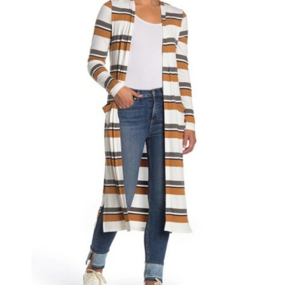 NWOT Socialite stripe open front ribbed‎ cardigan size S